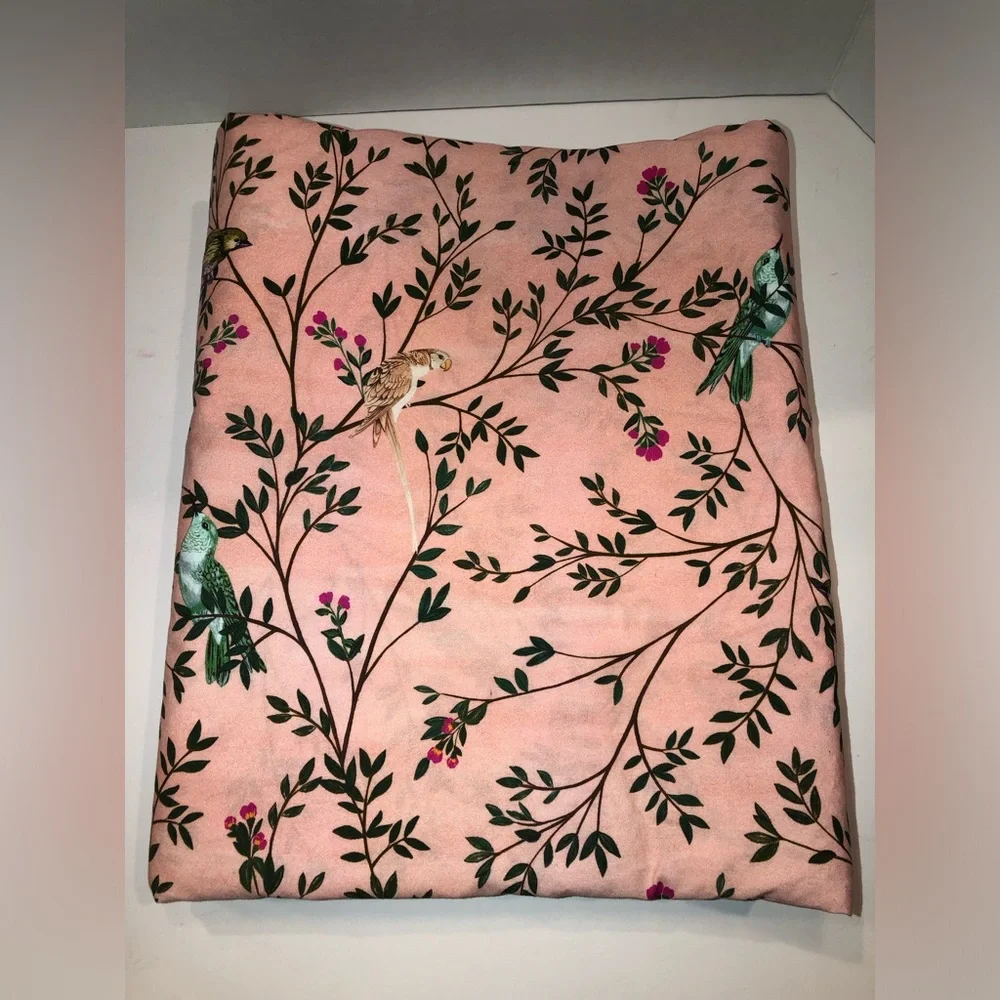Anthropologie Pink Priyanka Organic Cotton Percale Printed Queen Flat Sheet